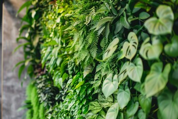 Vertical wall of small green leaves