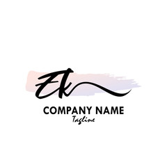 EK Watercolor Initial Logo Design Vector