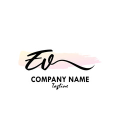 EV Watercolor Initial Logo Design Vector