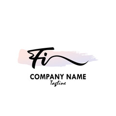 FI Watercolor Initial Logo Design Vector