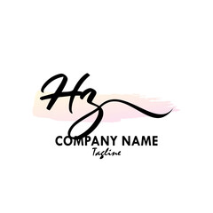 HZ Watercolor Initial Logo Design Vector