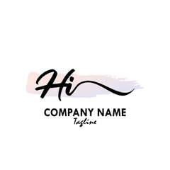 HI Watercolor Initial Logo Design Vector