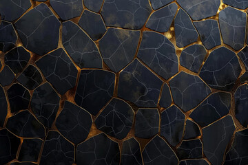 Dark black and Gold mosaic background. Modern dark abstract vector texture