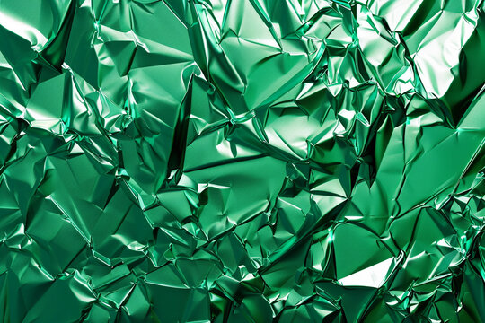 Emerald green foil texture background with large scale glass effect, crush paper vector illustration for web use and digital art.