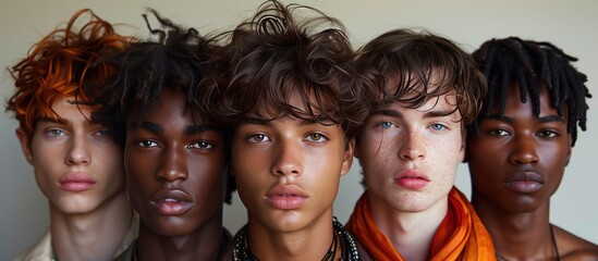 Fototapeta premium Diverse Young Men with Stylish Hairstyles