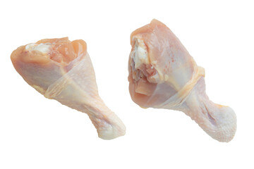 Raw chicken leg drumstick isolated on transparent background