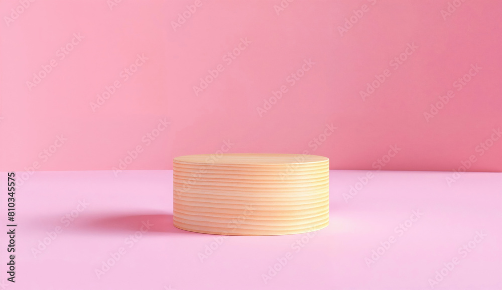 Poster empty podium on pink background. minimalist product display concept. perfect for design and advertis