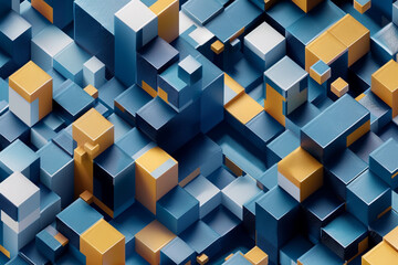Seamless abstract 3d construction block pattern