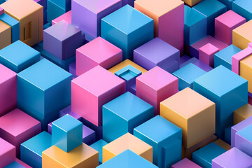 Obraz premium Seamless abstract 3d construction block pattern