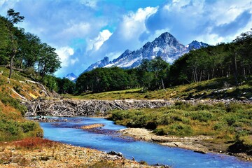 Dramatic scenery of Tierra del Fuego as seen from the hiking trail leading to Esmeralda lagoon...