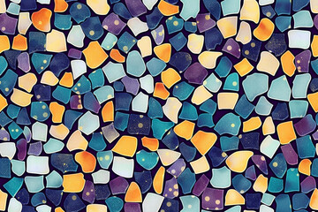 Seamless background pattern. Irregular decorative mosaic art tile pattern from ramdom small dots.