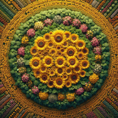 beautiful sunflower fields with Generative AI Techonology.	
