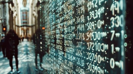 Analyzing the digits: Engrossed woman examining numbers displayed on a computer monitor