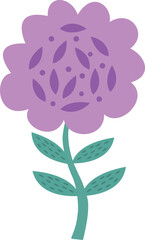 Vector illustration in purple color. Vector illustration for Easter, nature and spring design, isolated on white, with a green leaf. Vector stock illustration.