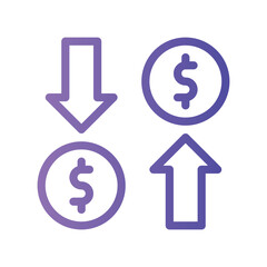 dollar arrow gradient icon