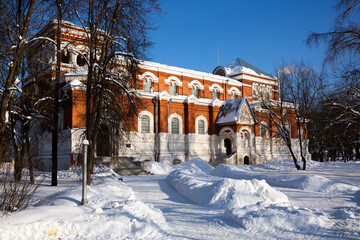 Facade of historic building of the 8th century in the city of Gus-Khrustalny. Russia