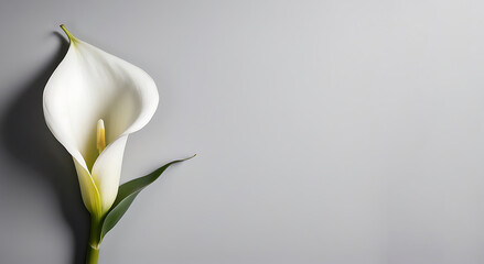 Minimalist Sympathy Gift Card White Calla Lily on Grey Background