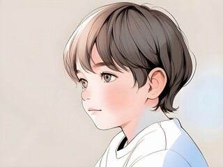Portrait of anime boy in art. Ai Generated.