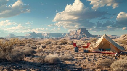 camping in the middle of the desert