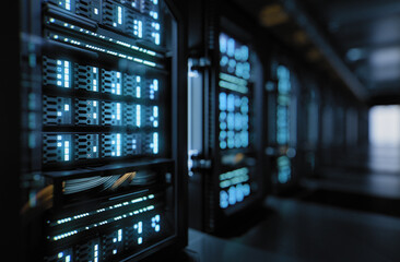 Modern data center room with servers