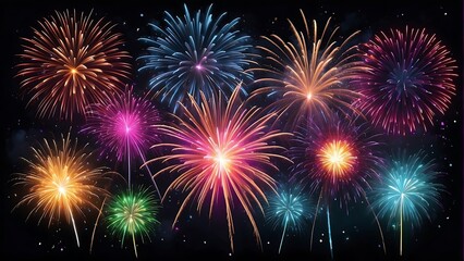 Fototapeta premium Happy New Year Festive Fireworks Display 