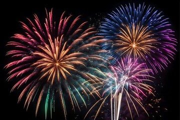 Obraz premium Happy New Year Festive Fireworks Display 