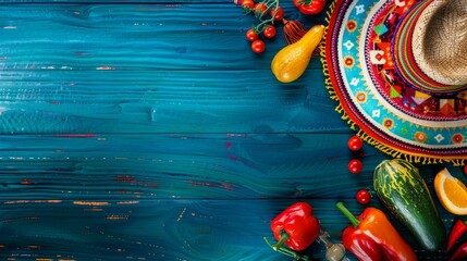 Celebrate Cinco de Mayo with this festive banner featuring a sombrero , Ai Generated