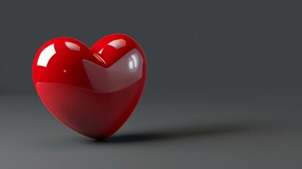 3D heart icon with glossy red finish, emblem of love, Ai Generated