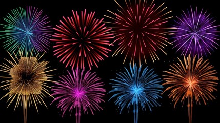 Vivid firework display lights up the sky with vibrant hues, Ai Generated