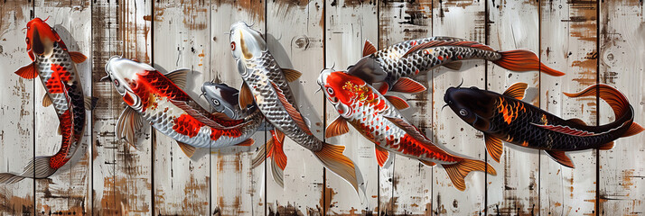 painting of Koi fish, generative AI