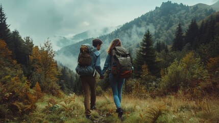 The couple reaches the bottom of the mountain. They are both tired but happy. They are glad they made the hike