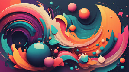 Crucial elements in vibrant abstract style with shapes.