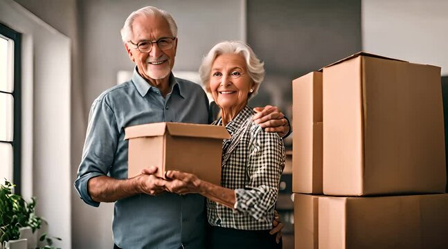 &Auml;lteres Ehepaar beim Umzug