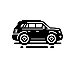 SUV car flat ICON simple black and white