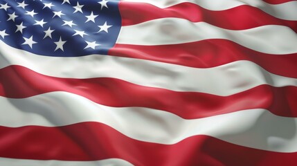 A gently fluttering American flag with soft ripples and a clean backdrop, Ai Generated