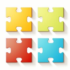 Set of four blank jigsaw puzzle templates for creative design, Ai Generated.