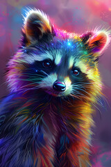 A multi-colored racoon