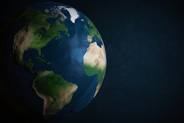 Fototapeta premium Earth map in the night Round World Shape Blue and Black Background 