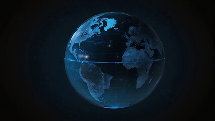 Fototapeta premium Earth map in the night Round World Shape Blue and Black Background 