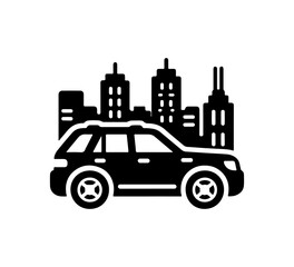 SUV car flat ICON simple black and white