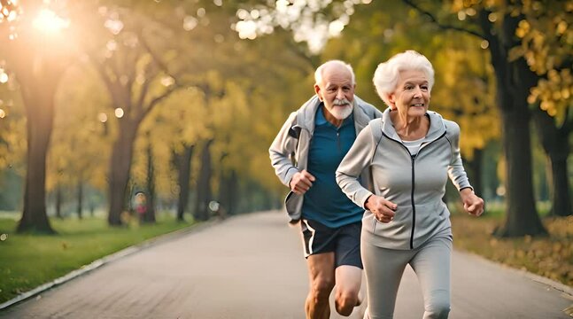 Best Ager beim Joggen im Park