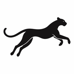 minimal Cheetah vector silhouette, solid black color silhouette (5)