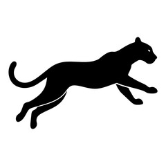 minimal Cheetah vector silhouette, solid black color silhouette (6)