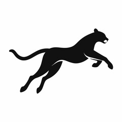 minimal Cheetah vector silhouette, solid black color silhouette (7)