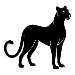 minimal Cheetah vector silhouette, solid black color silhouette (3)