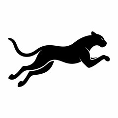 minimal Cheetah vector silhouette, solid black color silhouette (8)