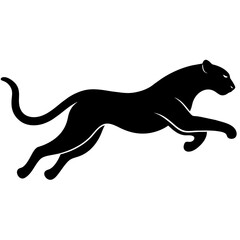 minimal Cheetah vector silhouette, solid black color silhouette (12)