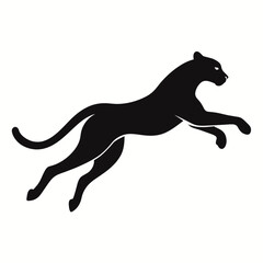 minimal Cheetah vector silhouette, solid black color silhouette (10)