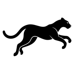 minimal Cheetah vector silhouette, solid black color silhouette (11)