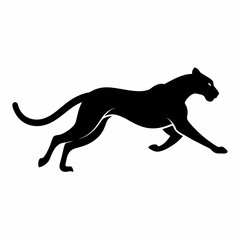 minimal Cheetah vector silhouette, solid black color silhouette (29)